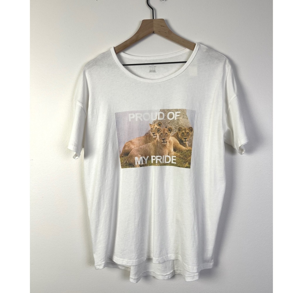 OFFLINE by Aerie Graphic Tee Proud of My Pride Short Sleeve White Small‎ New